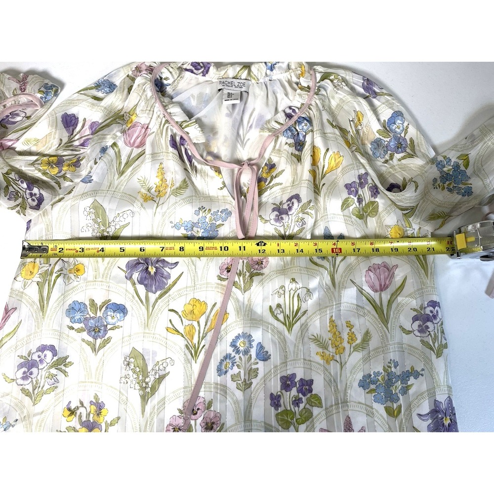 Rachel Zoe Blouse Women's Small Floral Spring Summer Garden Cottage Peasant Top - Picture 8 of 10